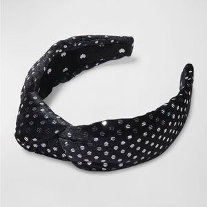 Lele Sadoughi Knotted Polka-Dot Velvet Headband